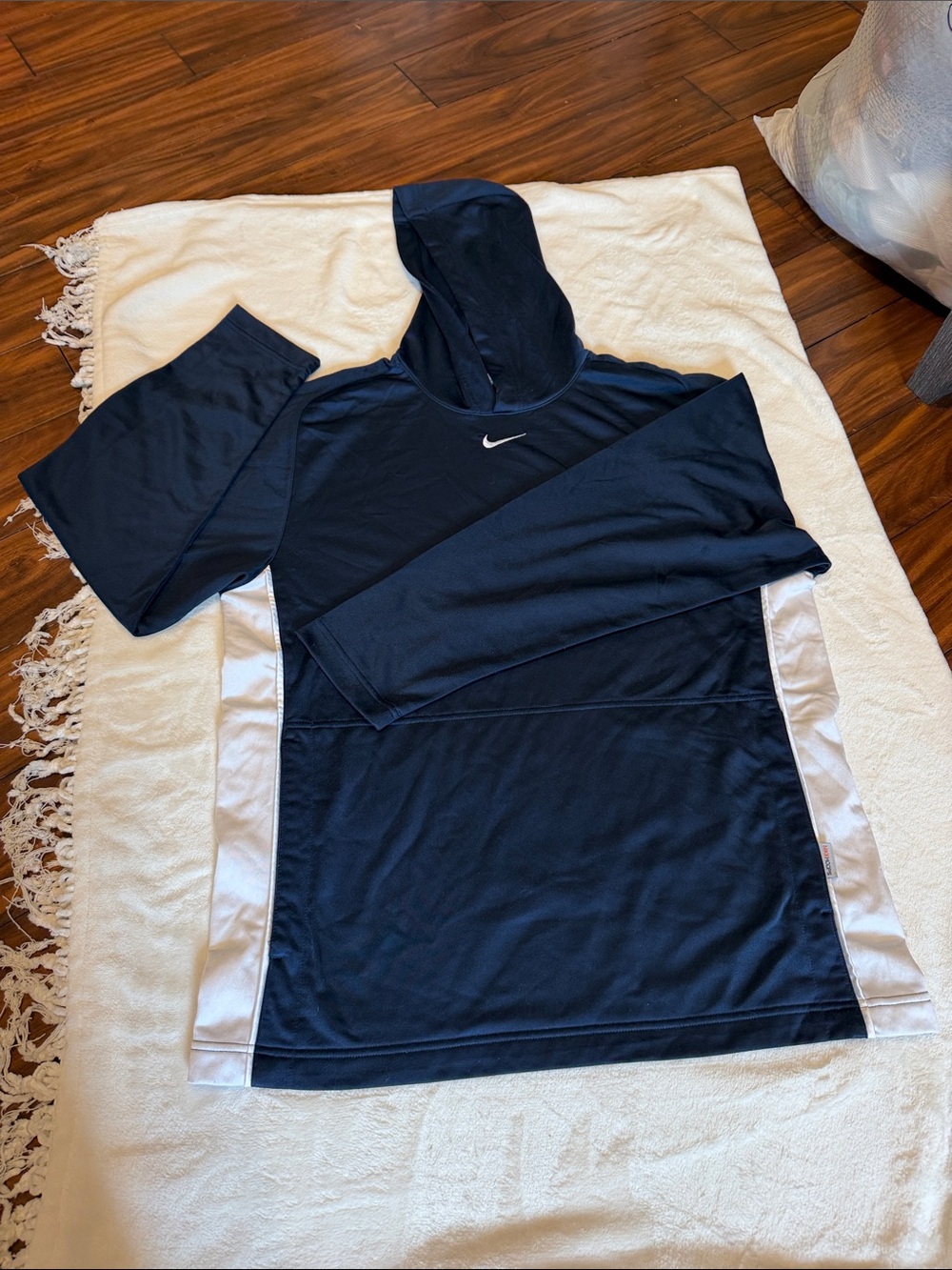 Nike Navy Blue Hoodie with White Swoosh